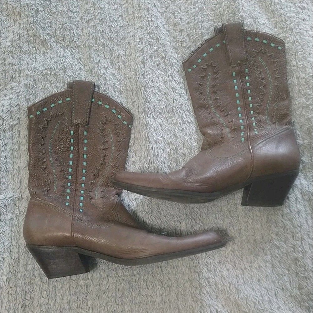 Gianni Beanie Western Boots Size 8 Taupe With Blue Lining Boho Western